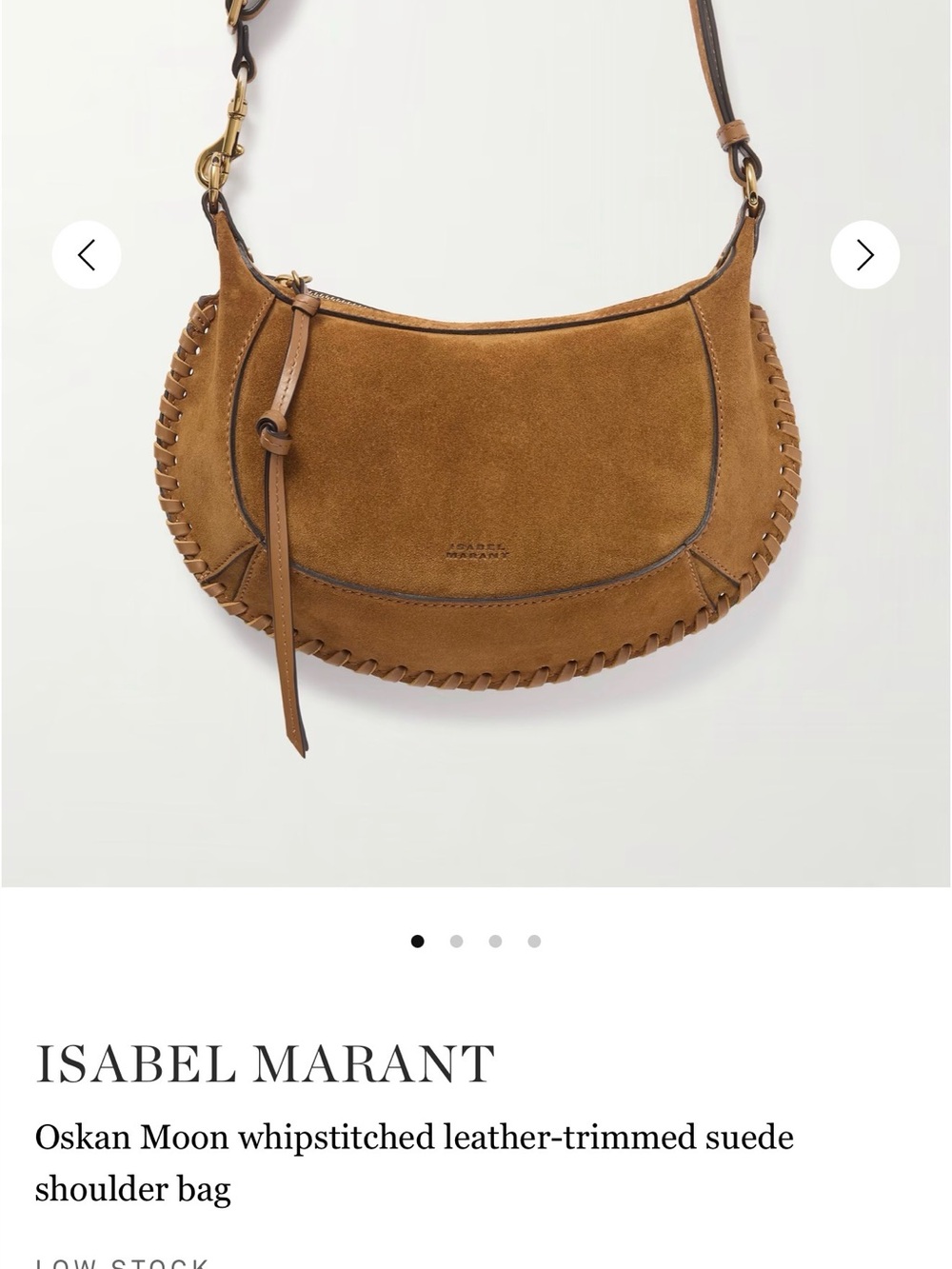 ISABEL MARANT Oskan Moon whipstitched leather-trimmed suede shoulder bag - Picture 2 of 6